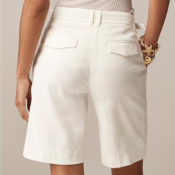 J crew Pleated 9" trouser short with belt in linen blend - Picture 3 of 5